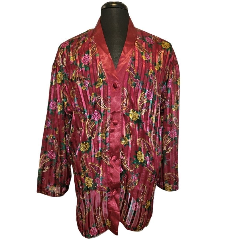 Vintage Victorias Secret Gold Label Long Sleeve Button Up NightShirt Nightgown L
